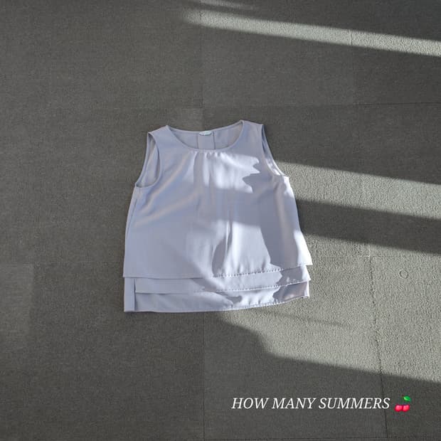 라이트 퍼플 슬리브리스 블라우스