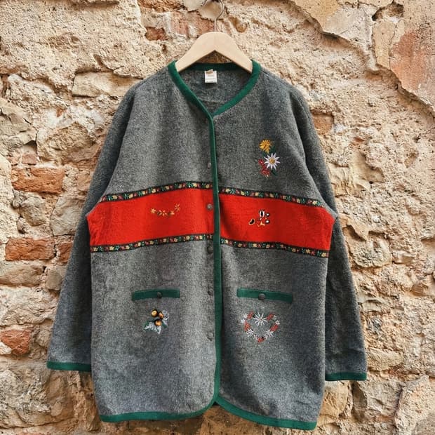 이탈리아산 빈티지 티롤리안 플리스 가디건
