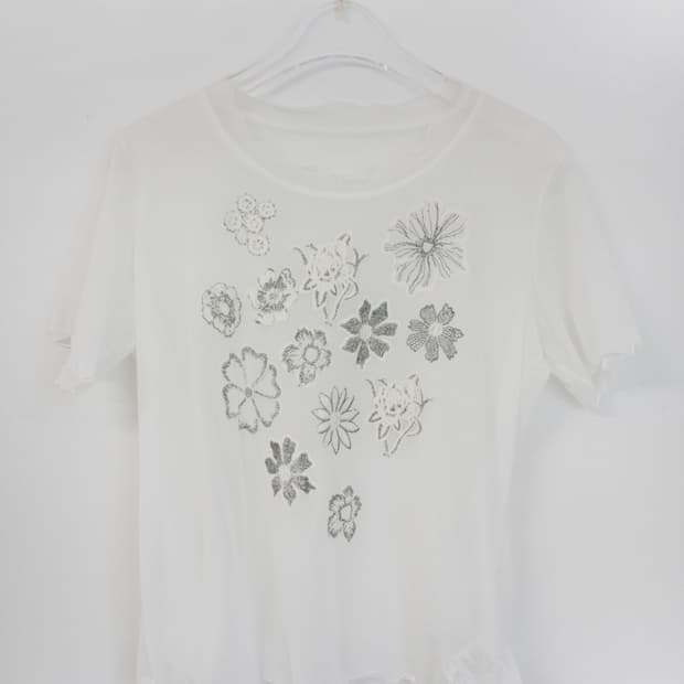 sheer mesh floral top