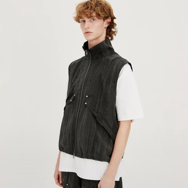 [M] IEY 이에이 레인 멀티 집업 베스트 블랙