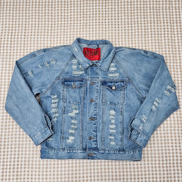 드레스볼륨 오버핏 짖청 데님 자켓 남자100~105