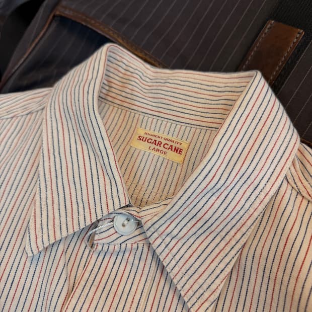 슈가 케인 워크 셔츠 스트라이프 L 사이즈
