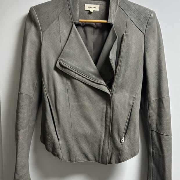 헬무트랭 그레이 램스킨 라이더 자켓