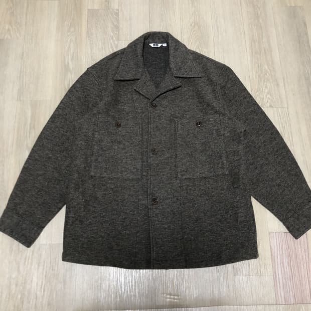 (M) 유니클로 U 후리스 저지 오버 셔츠 브라운