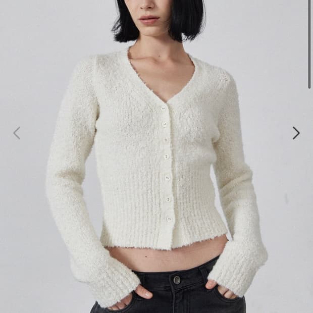 (새상품) 르가넷 스너그 울 브이넥 가디건 아이보리