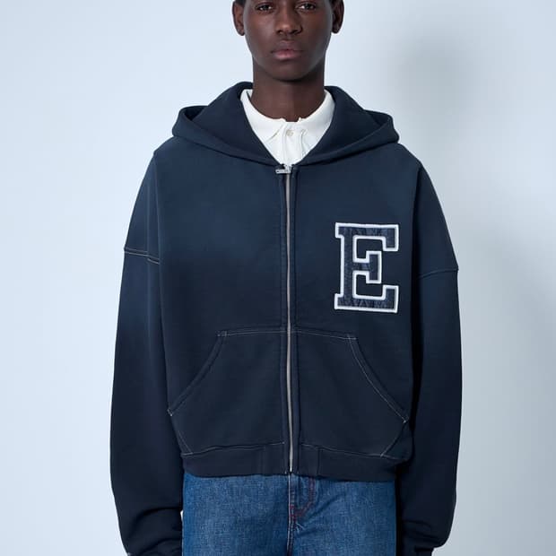 ERL 바시티 네이비 후드 집업 