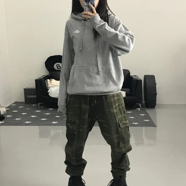나이키 그레이 후드티