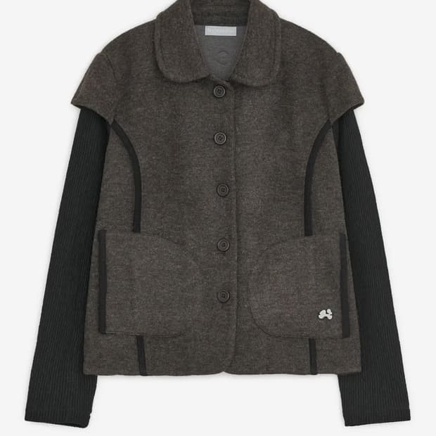 허그유어스킨 라운드 카라 니트 자켓 (브라운)