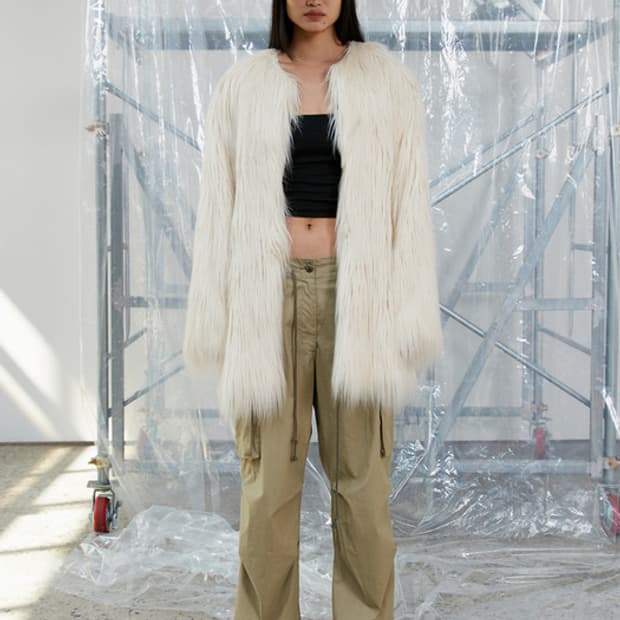 s/e/o 롱 헤어 퍼 코트