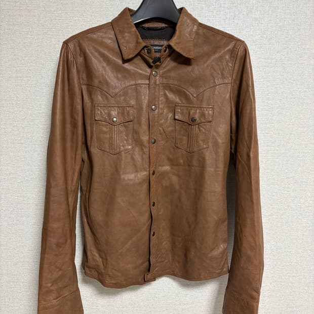 돌체앤가바나/램 레더 웨스턴셔츠/50