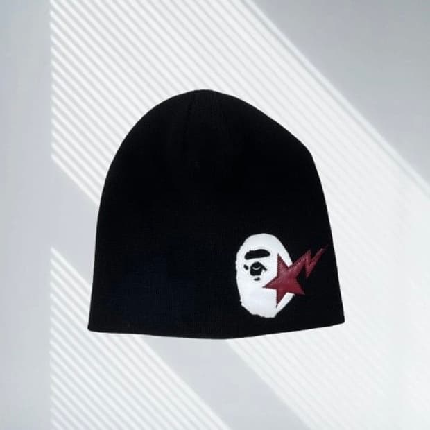 BAPE Sta Ape Head Leather Patched Beanie