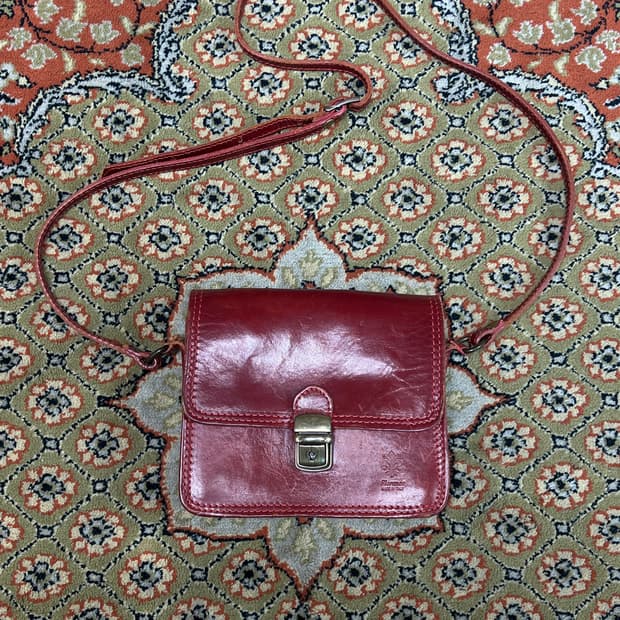 [OS] 이태리 빈티지 가죽 미니 숄더백 버건디