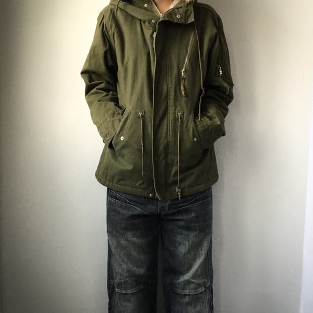 Fake fur hood filed jacket