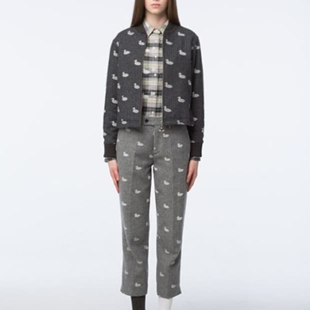 톰브라운 x koe 오리 멀티자수 울 레이온 트라우져 팬츠