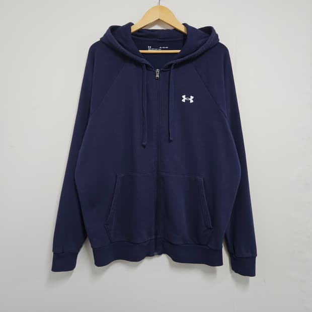 XL 언더아머 오버핏 기모 후드집업 네이비