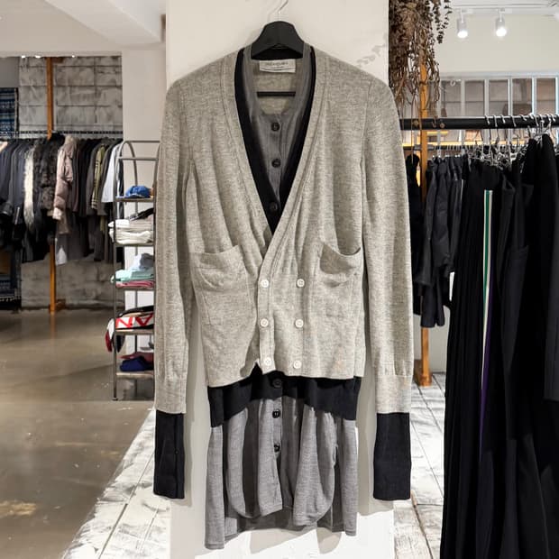 이브 생로랑 그레이 fw08 브이넥 레이어드 가디건