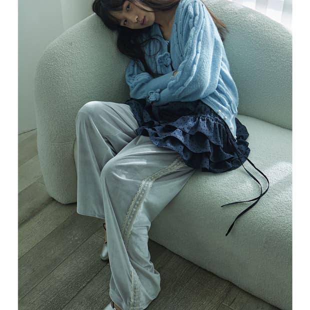 호쿠스포쿠스 벨벳 릴렉싱 트랙 팬츠