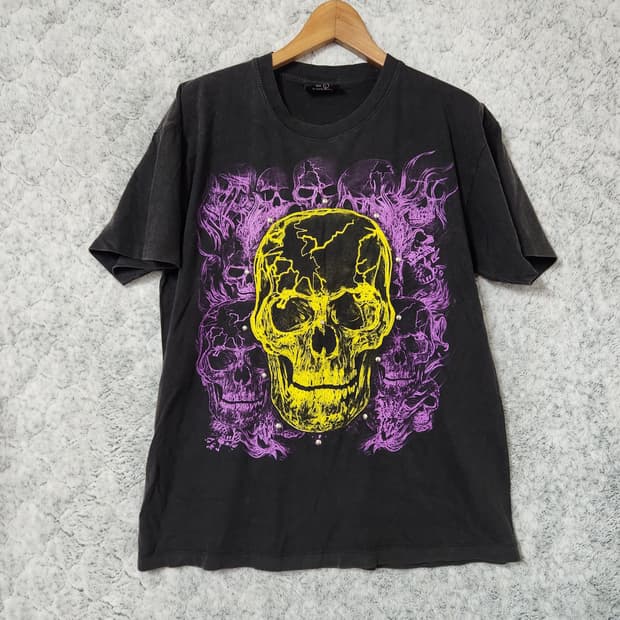 J699 [L] Rok Chang 락창 스터드 해골 티셔츠