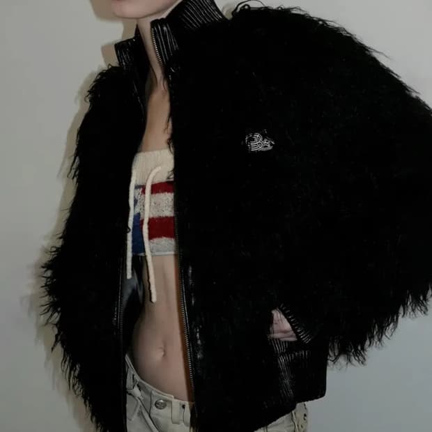 스컬프터 퍼지켓 Faux Mongolian Shearling Jacket