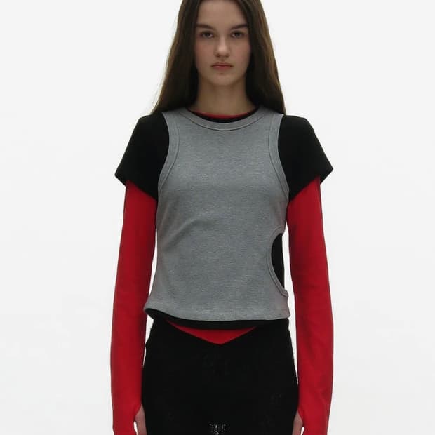 파르티멘토 우먼 3 in 1 레이어드 탑 레드