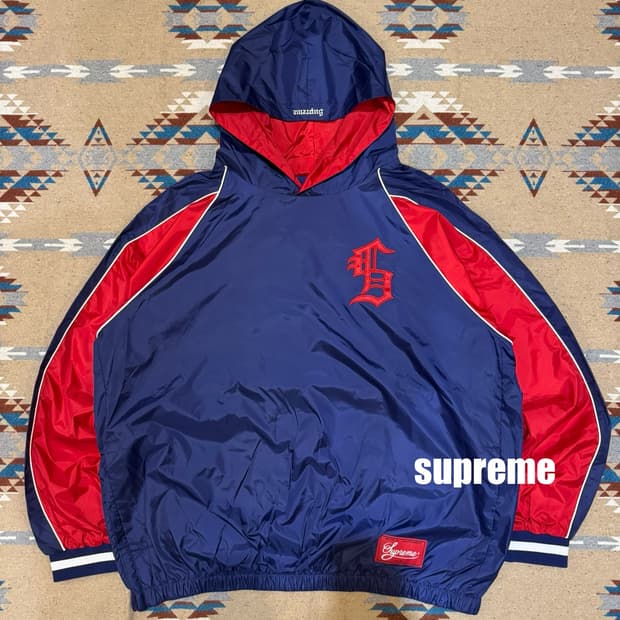 [M] 슈프림 후드 웜업 풀오버 네이비