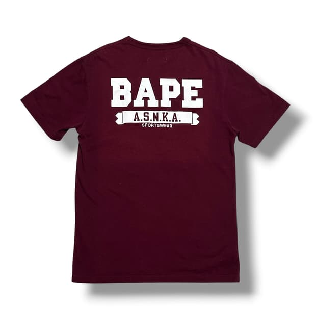 Bape x Champion 희귀 버건디 레터링 반팔티