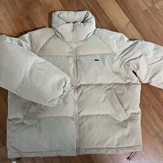 라코스테 코듀로이 크롭 숏 패딩 베이지 아우터 점퍼