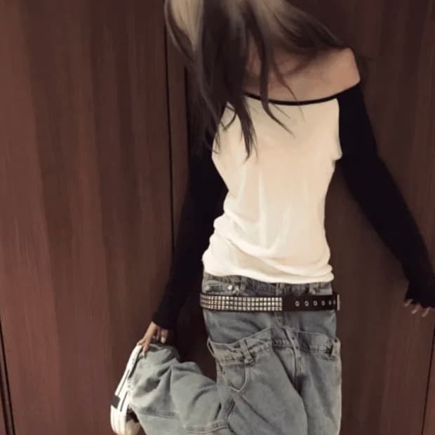 쿄이 나그랑 오프숄더 슬림 티