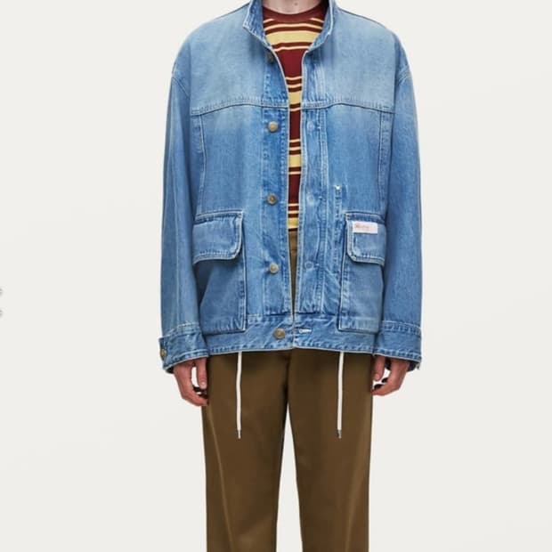 솔리드옴므 하이넥 연청 초어 데님 자켓 46