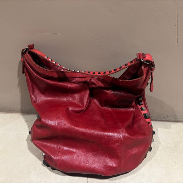 diesel studded leather shoulder bag