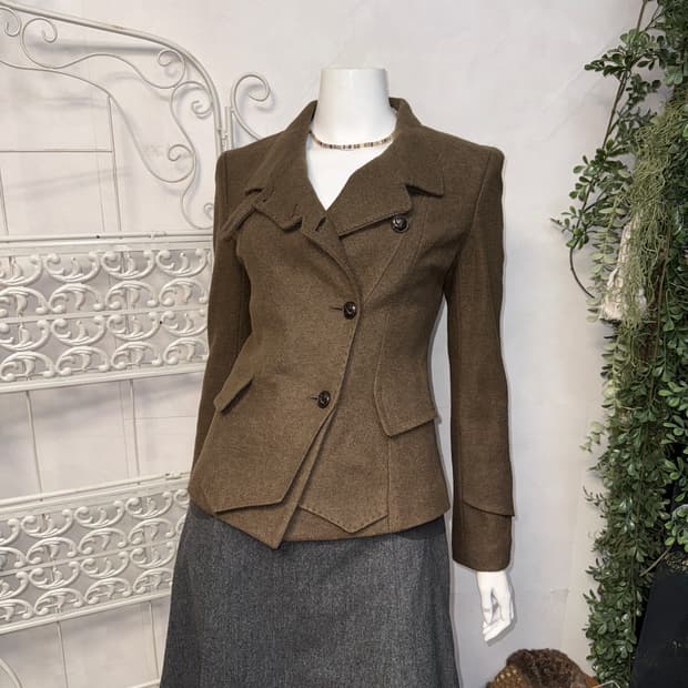 Anne Klein brown wool button jacket 