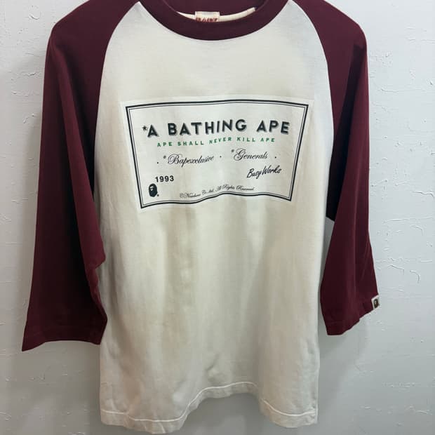 Bape 베이프 버건디 나그랑 7부 롱슬리브