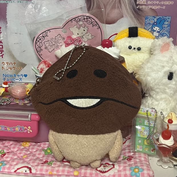 나메코 파우치 지갑 버섯 일본 고전문구 고전완구 갸루 빈티지 소품