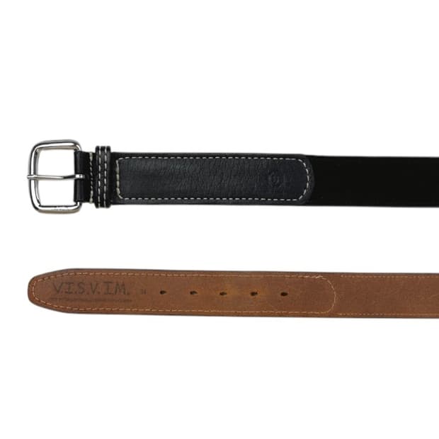 leather patch suede belt