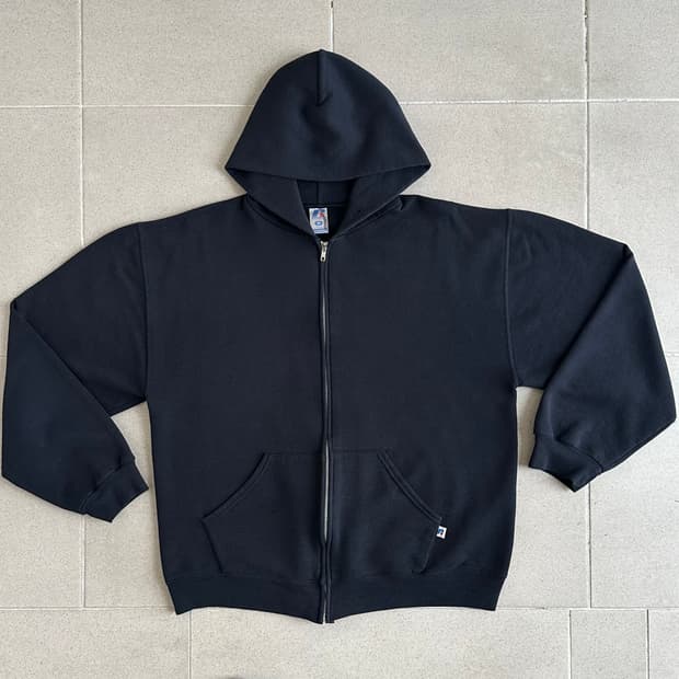 빈티지 러셀 후드집업 블랙 M