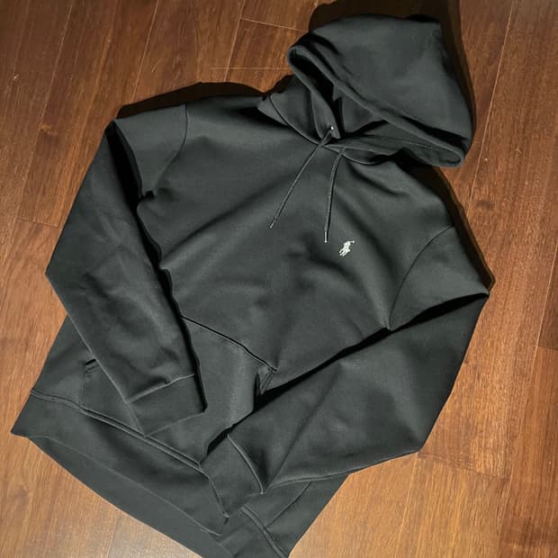 폴로 랄프로렌 더블니트 블랙 후드티 (L)