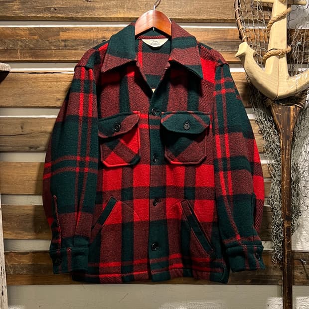 [S]80's 울리치 USA 멀티포켓 레드 타탄체크 울 셔츠