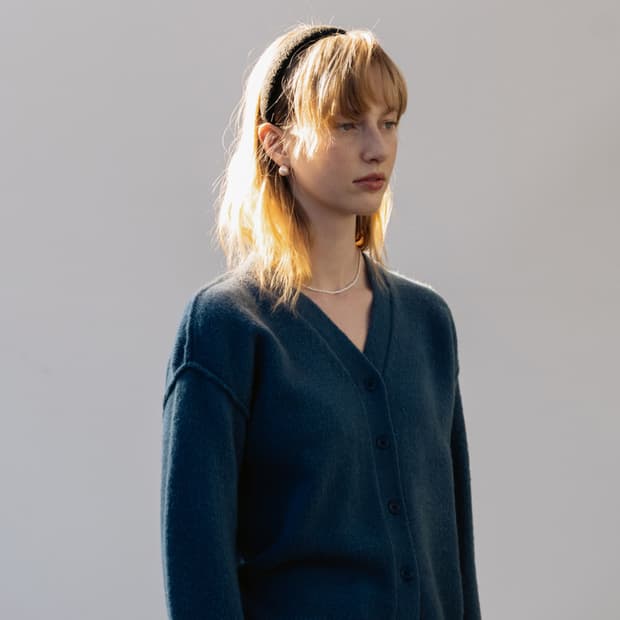 레이스 rrace 부클 가디건 블루