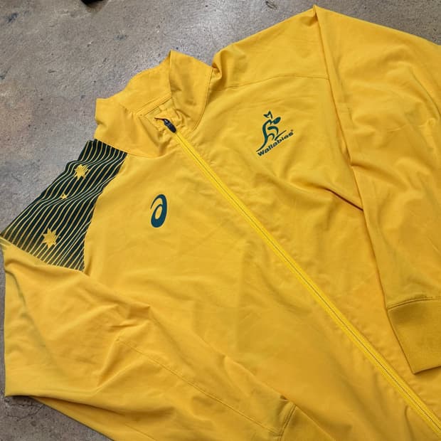 [정품/XXL] 아식스 오스트레일리아 럭비 웜업 자켓 져지 옐로우 b15