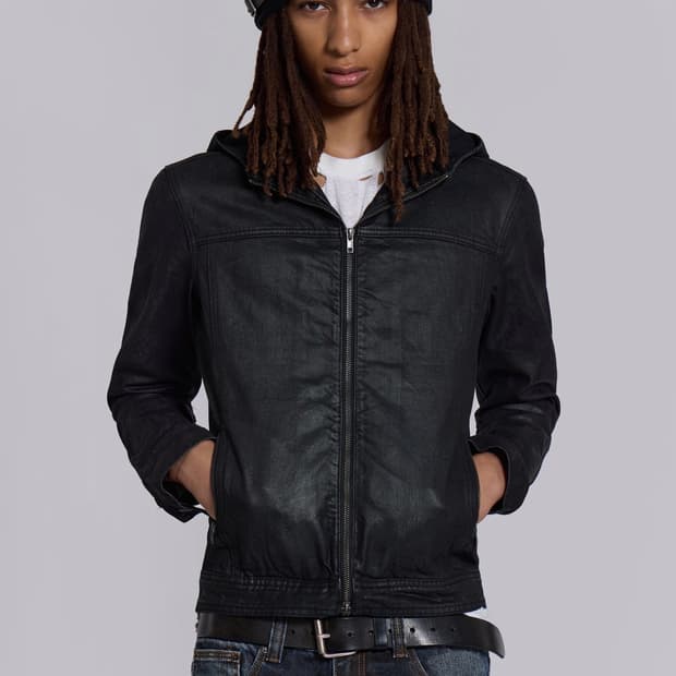 Jaded London 베드락 왁스드 후디드 데님 자켓 s