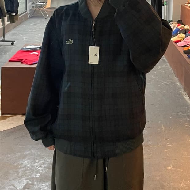 라코스테 리버시블 체크 블루종 자켓 H2586
