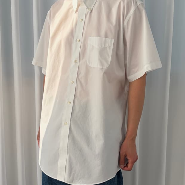 [XL-2XL]브룩스브라더스 수피마 코튼 화이트 반팔 셔츠