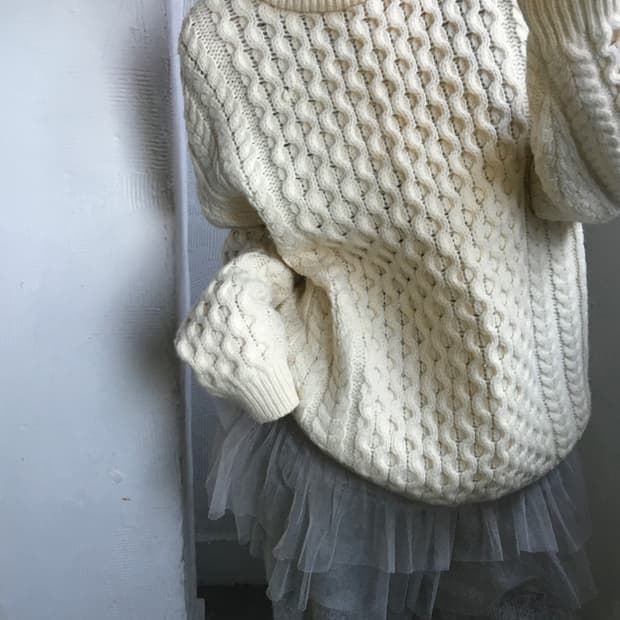 아란크래프트 아이보리 피셔맨 울 니트