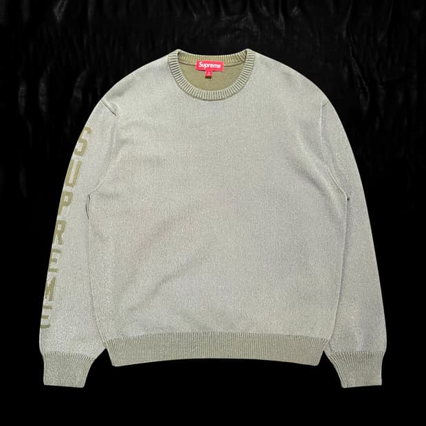 슈프림 리플렉티브 올리브 니트 스웨터