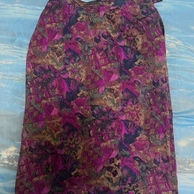 연꽃 오리엔탈 미디 롱 스커트 빈티지 