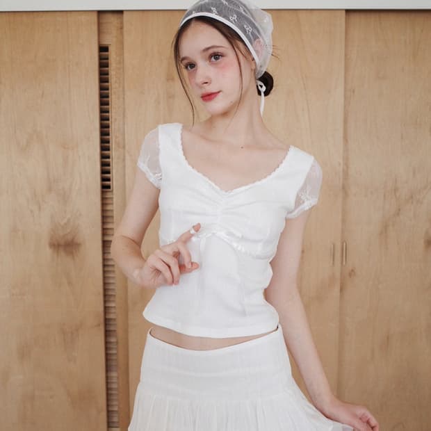 드라이로즈 웨딩 레이스 탑 화이트