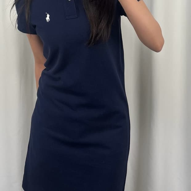 폴로 QR 네이비 반팔 원피스