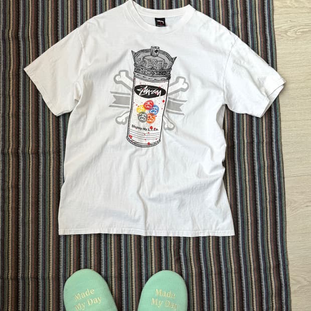 00s 올드 스투시 페인트캔 반팔 티셔츠