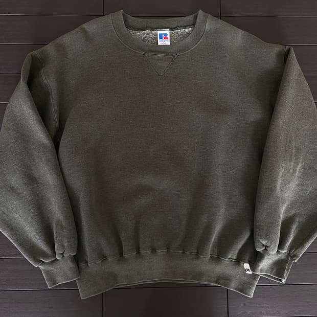 (L) 90s 빈티지 러셀 스웻셔츠 카키그레이