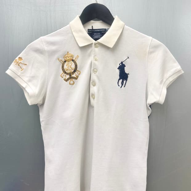 Polo sports 빅포니 크레스트 패치 화이트 컬러 반소매 카라티
